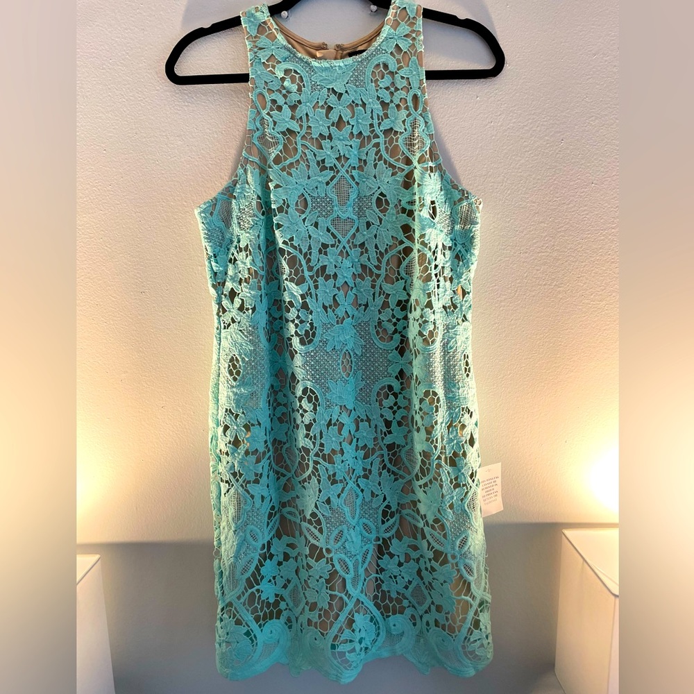 Venus asymmetrical sleeveless Mint Lace Dress Size 10